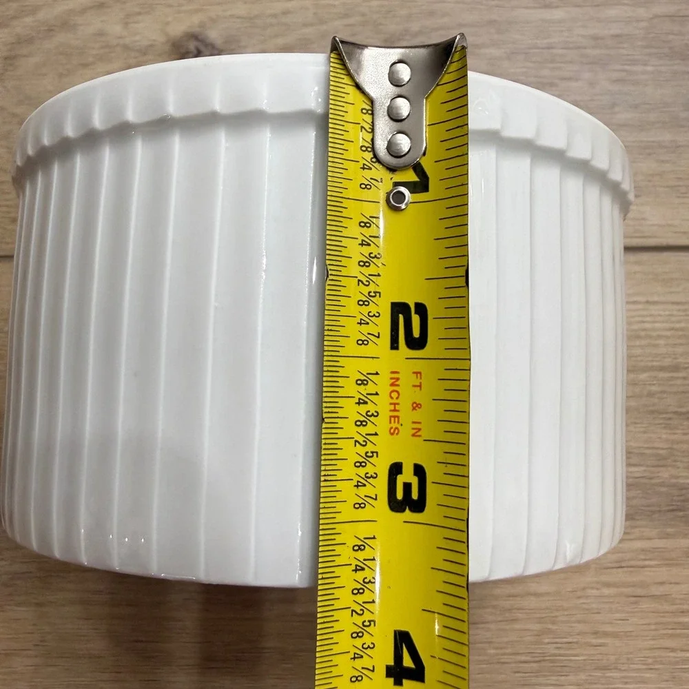 Pillivuyt France White Porcelain Pleated Souffle Dish 6.5 Inch Round Baker 48oz
